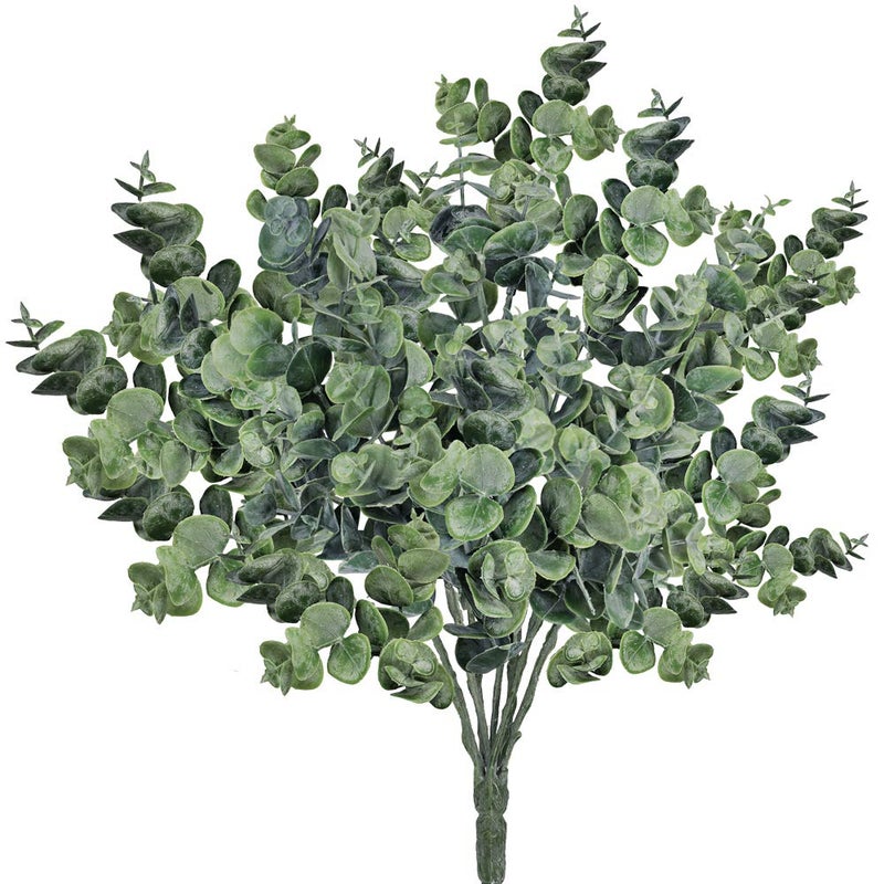 Supla 3 Pcs Realistic Eucalyptus Leaves Bushes Artificial Greenery Stems Faux Eucalyptus Branches in Grey Green 14.6" Tall for Vase Bouquets Wreath Garland Floral Crafts Centerpiece Table Decorations - Image 1